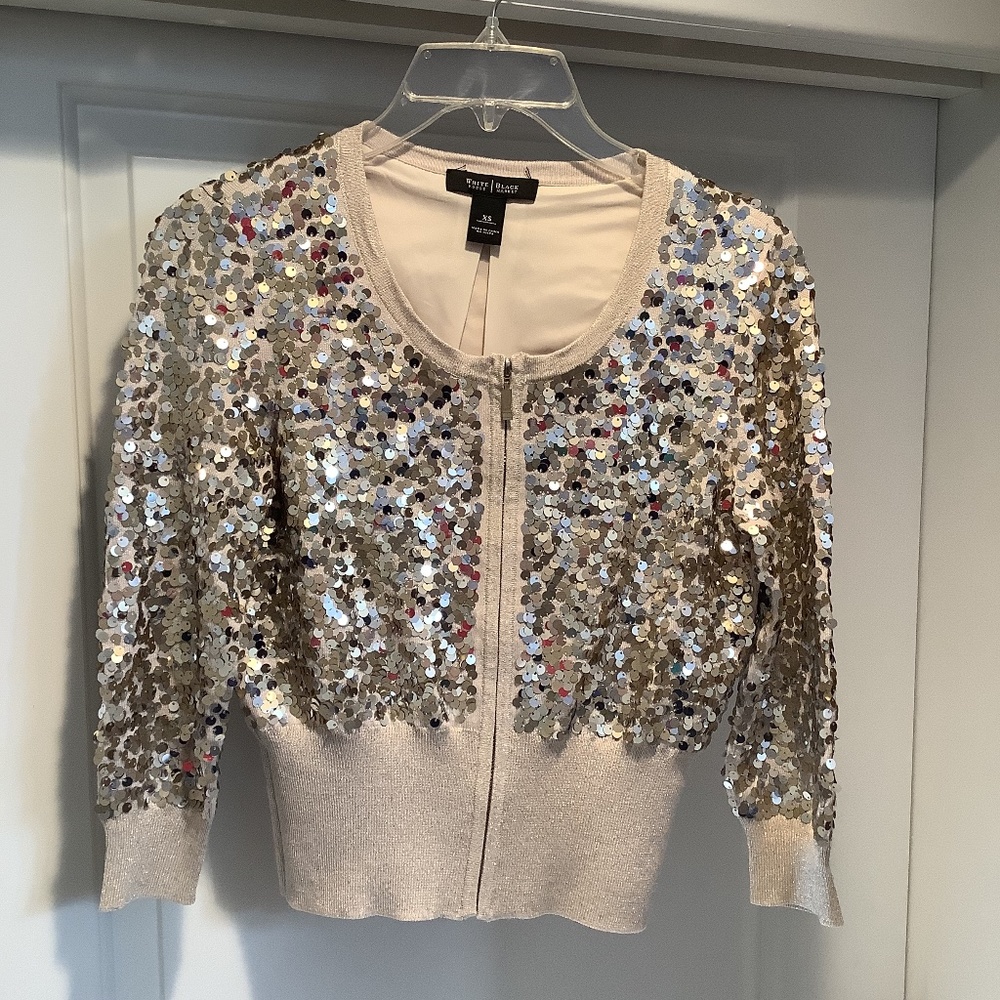Sequin Zip Front Top